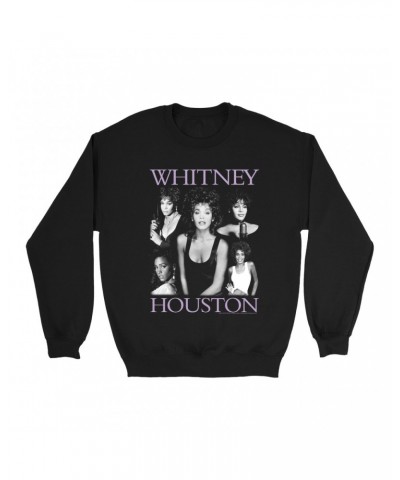 Whitney Houston Sweatshirt | Purple Photo Collage Design Sweatshirt $5.26 Sweatshirts