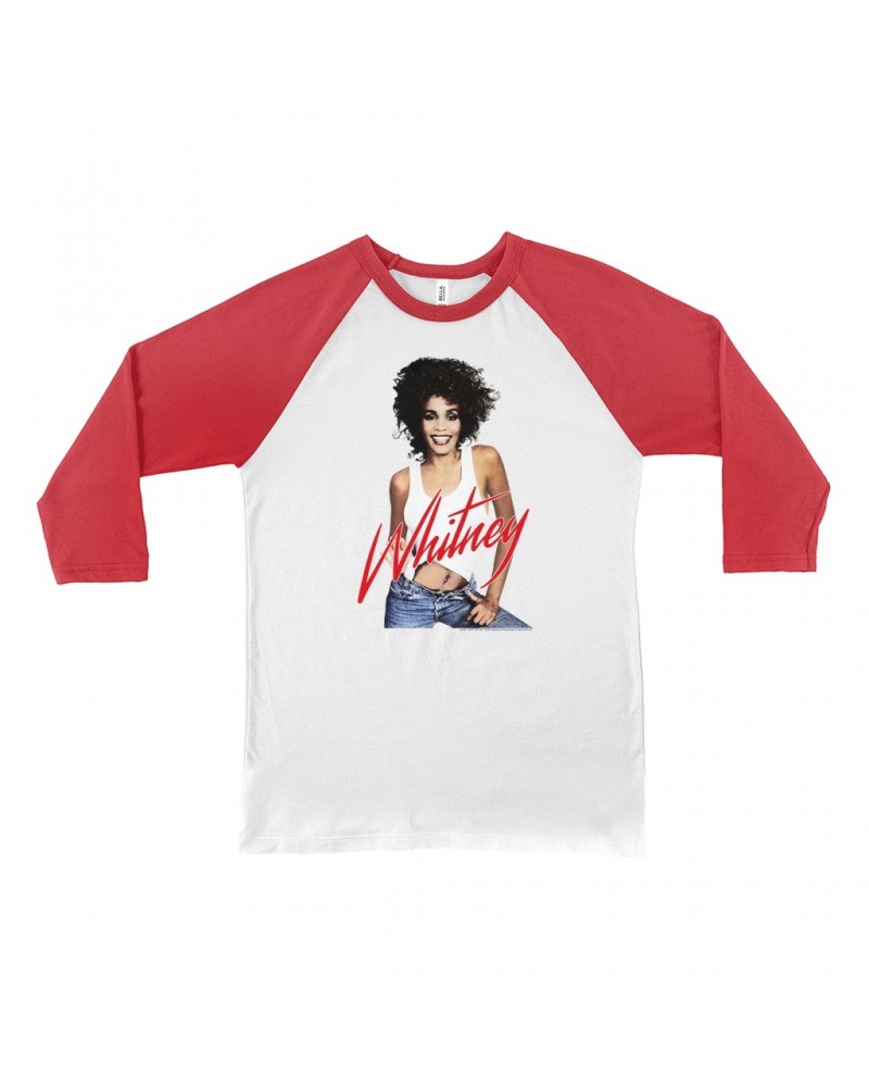 Whitney Houston 3/4 Sleeve Baseball Tee | Just Whitney Shirt $6.23 Shirts