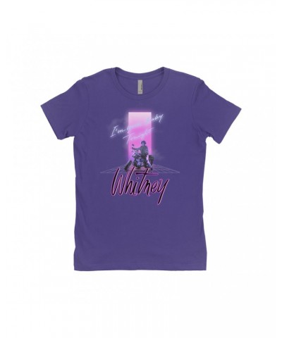 Whitney Houston Ladies' Boyfriend T-Shirt | Neon Light I'm Your Baby Tonight Image Shirt $8.15 Shirts