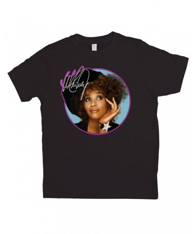 Whitney Houston Kids T-Shirt | Whitney Signature Album Photo Pink Image Kids Shirt $3.24 Kids