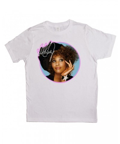 Whitney Houston Kids T-Shirt | Whitney Signature Album Photo Pink Image Kids Shirt $3.24 Kids