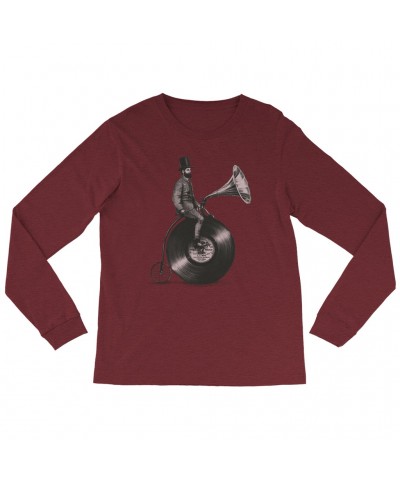 Music Life Heather Long Sleeve Shirt | Riding The Gramophone Shirt $11.87 Shirts