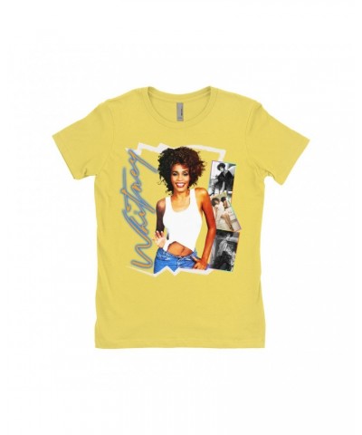 Whitney Houston Ladies' Boyfriend T-Shirt | Rainbow Ombre Electric Collage Shirt $8.83 Shirts