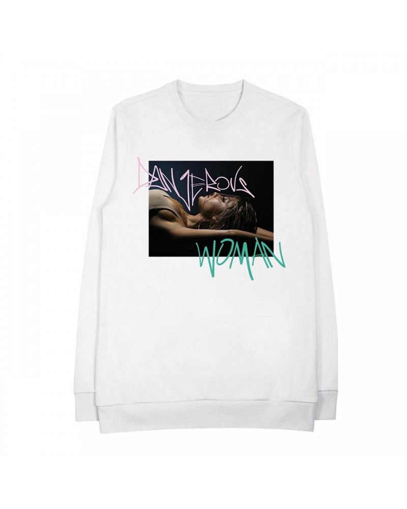 Ariana Grande Dangerous Woman Tag White Crewneck $14.14 Sweatshirts